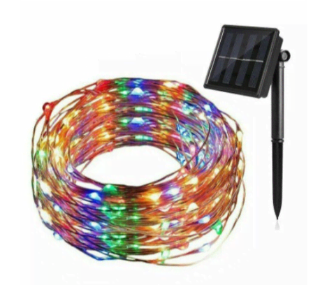 10 m Solar-Powered LED Fairy Lights Outdoor 10m - Multi-Coloured