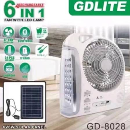 8inch Rechargeable 6 in 1 Solar Emergency Fan