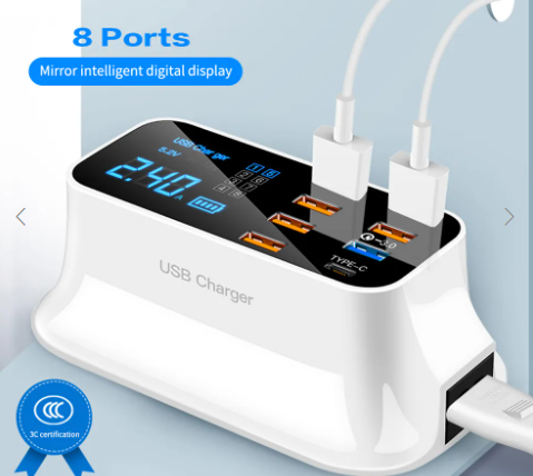 8 Ports Quick Charge 3.0 Led Display USB Charger