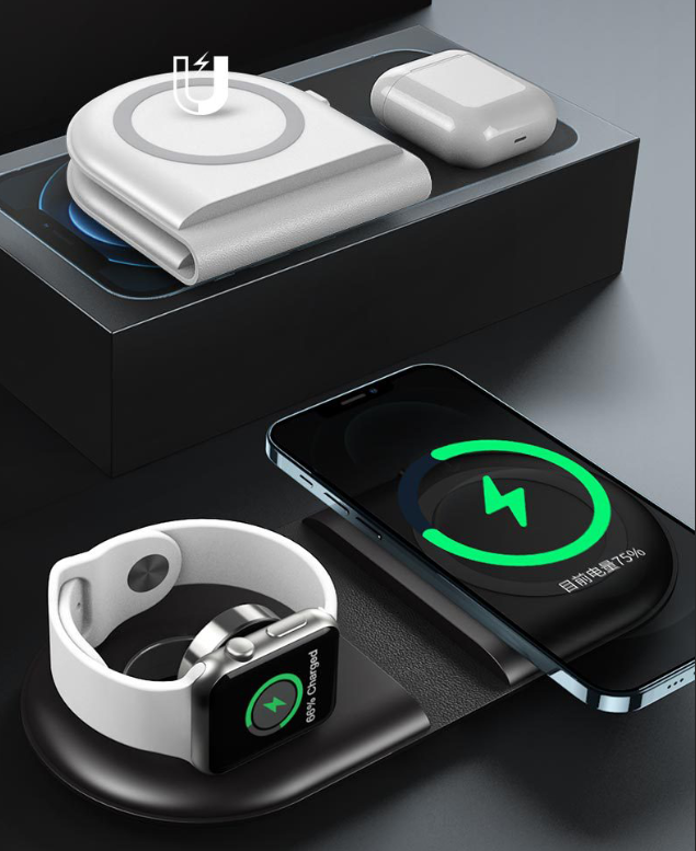 Three in one foldable wireless charger - White