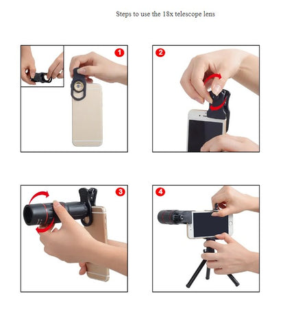 APEXEL 18X Telescope Zoom Mobile Phone Lens for iPhone Samsung Smartphones with tripod 18XTZJ