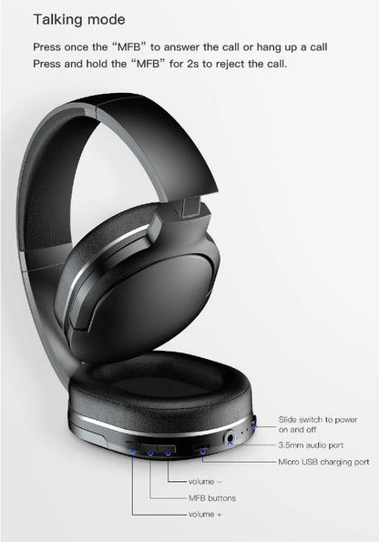 Baseus D02 Wireless Headphone Bluetooth 5.0 - Black