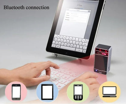 Bluetooth Virtual Keyboard Portable for Smartphone/PC/Tab/Ipad - White