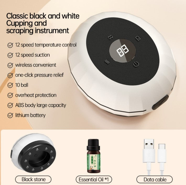 12 Levels Electric Intelligent Scraping Cupping Device - Black