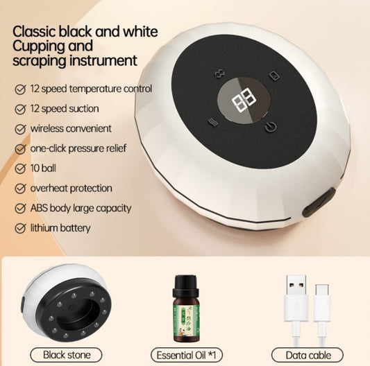 12 Levels Electric Intelligent Scraping Cupping Device - Black