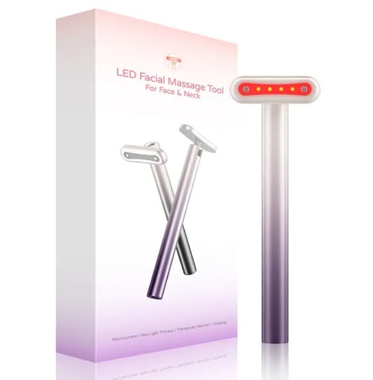 4 in 1 Facial Wand EMS Microcurrent Vibration Warm Red Light Face Lifting Machine Skin Tightening Device - Purple
