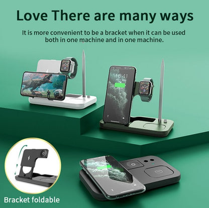 15W Fast Charge 4 In 1 QI Wireless Charger Dock Station - Black