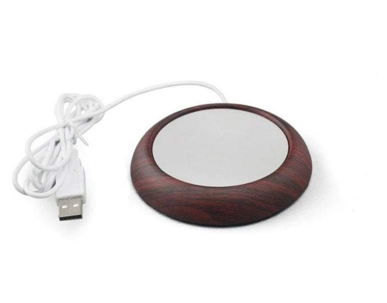 Dark Wood Grain USB Cup Warmer Mug Mat Heater Mugs Coaster