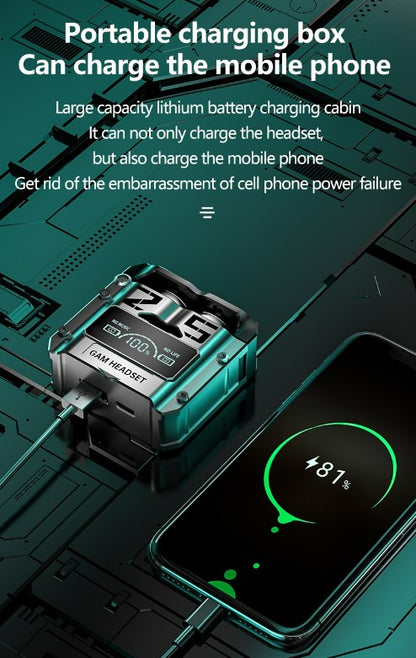 M25 Wireless Binaural TWS 5.2 Power Bank Bluetooth Gaming Headset New Style