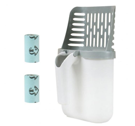 Cat Litter Shovel Set with 2 rolls Bin Bag Large Capacity