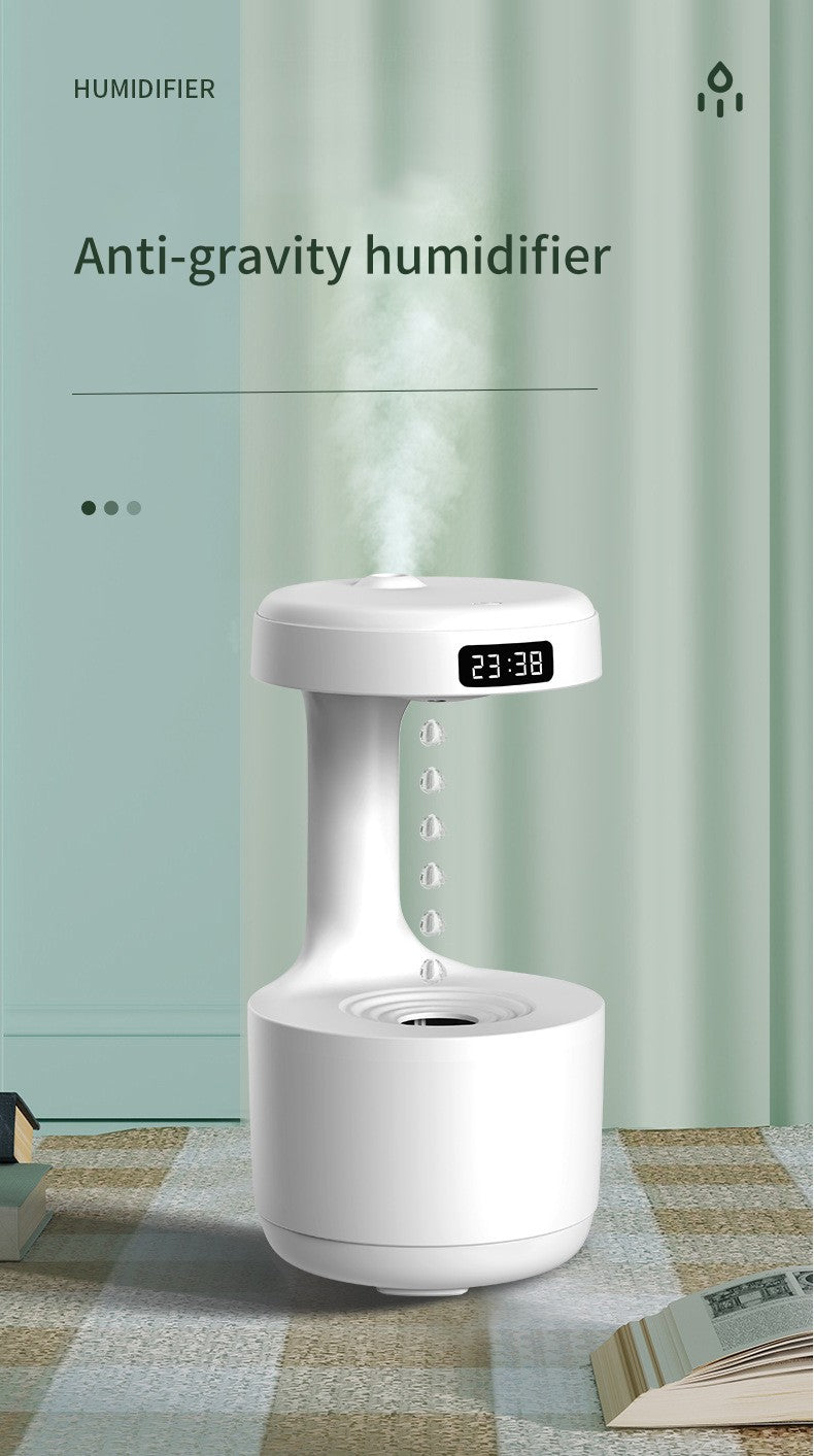 Water Drop Backflow Anti gravity Humidifier LED Time Display