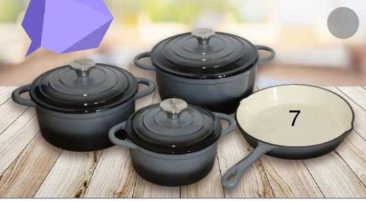 Cast Iron Pot Set 7pcs - Grey