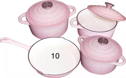 Cast Iron Pot Set 7pcs - Berry Pink