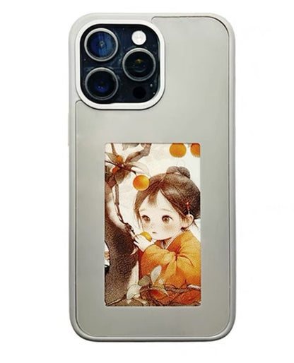 iPhone Protective Case Screen casting phone case with ink screen DIY pattern - Gray