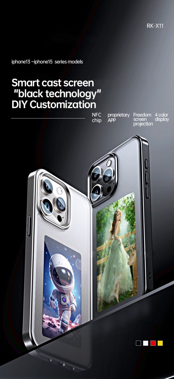 iPhone Protective Case Screen casting phone case with ink screen DIY pattern - White