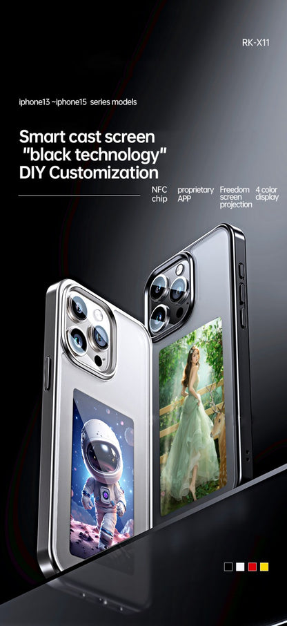 iPhone Protective Case Screen casting phone case with ink screen DIY pattern - White
