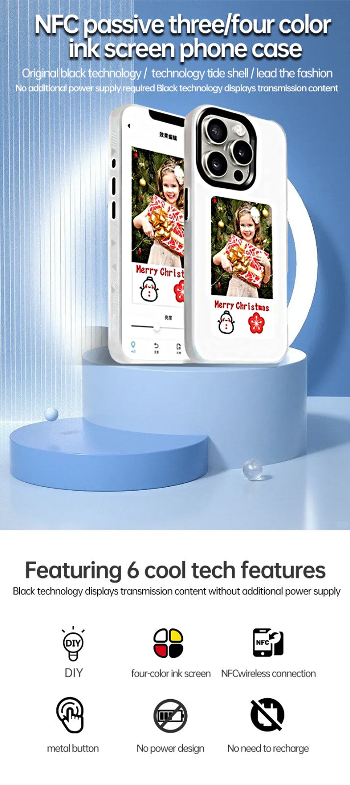 iPhone Protective Case Screen casting phone case with ink screen DIY pattern - White