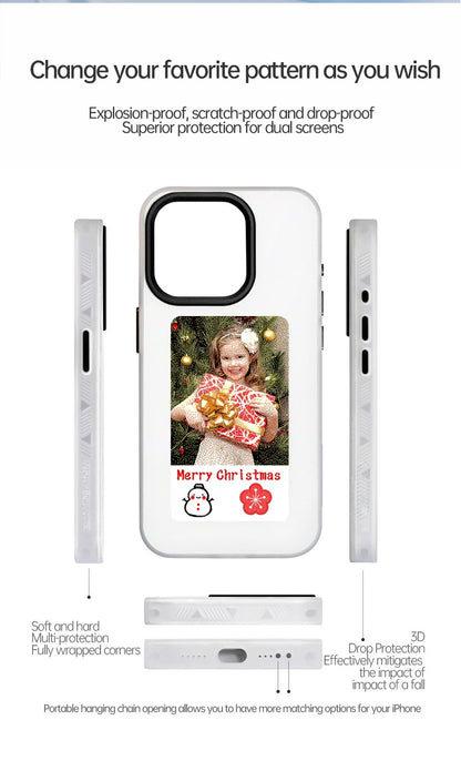 iPhone Protective Case Screen casting phone case with ink screen DIY pattern - White