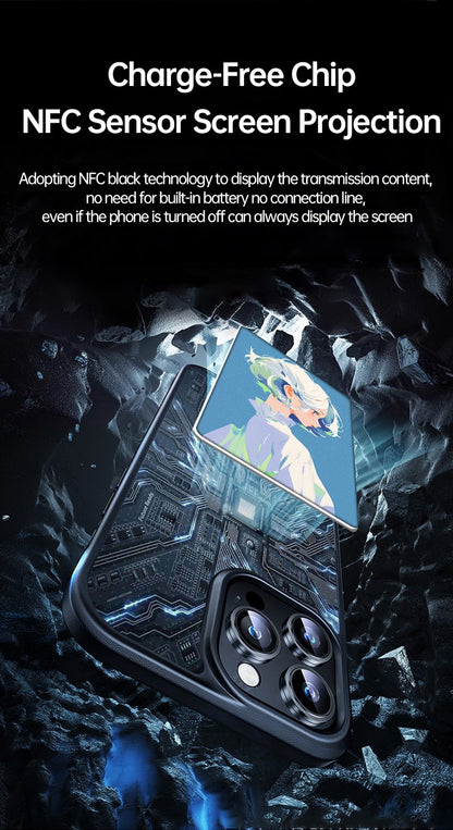 iPhone Protective Case Screen casting phone case with ink screen DIY pattern - White