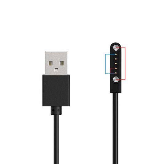 Universal Smartwatch Magnetic Charging Data Cable -  Black 5P/12-17mm
