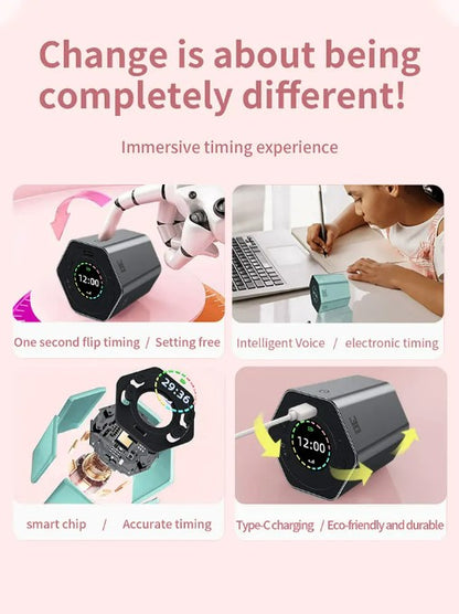 Hexagon Digital Clock Timer Magnetic Cubes Timer - Black