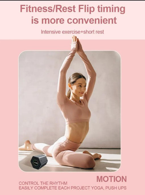 Hexagon Digital Clock Timer Magnetic Cubes Timer - Black