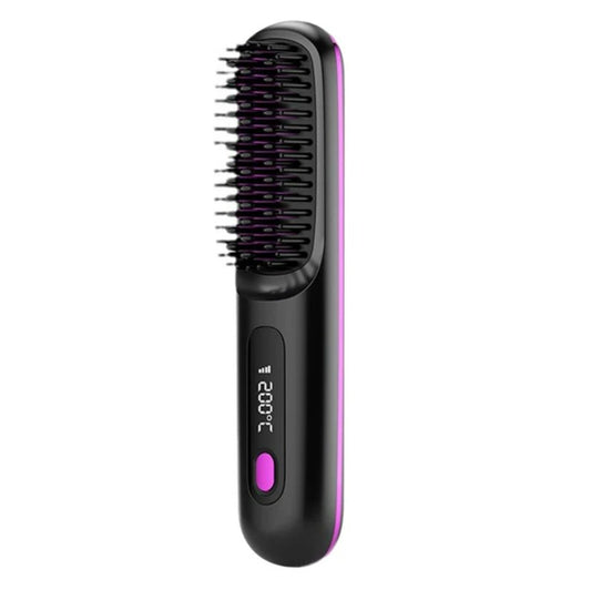 LCD rechargeable wireless straightening comb